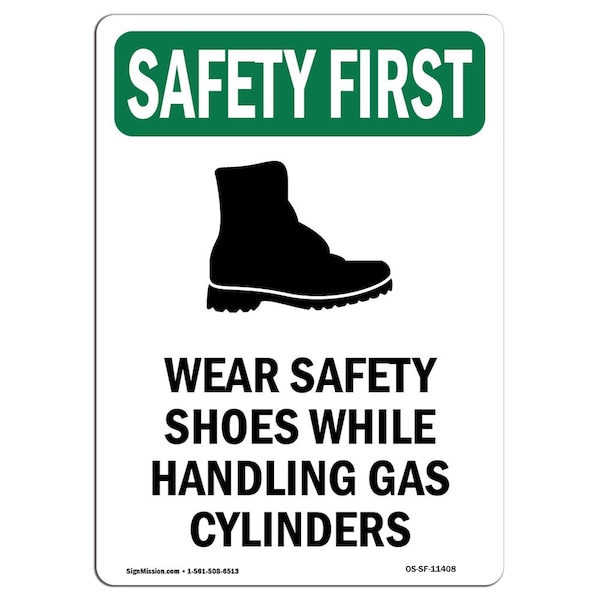 OSHA Sign, Wear Shoes W/ Symbol, 24in X 18in Rigid Plastic, 18" W, 24" H, Portrait